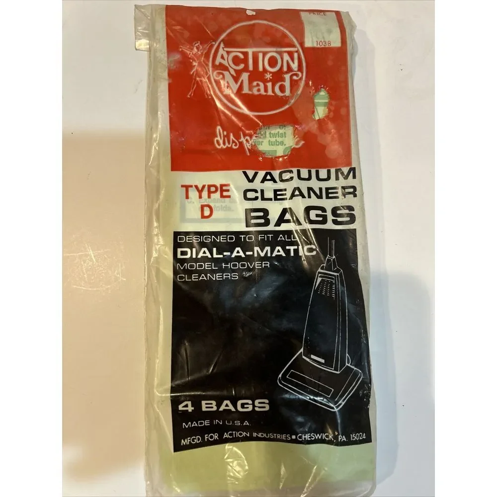 Vintage Action Maid Disposable Vacuum Cleaner Bags Type D SEALED‎ 4 Bags/package